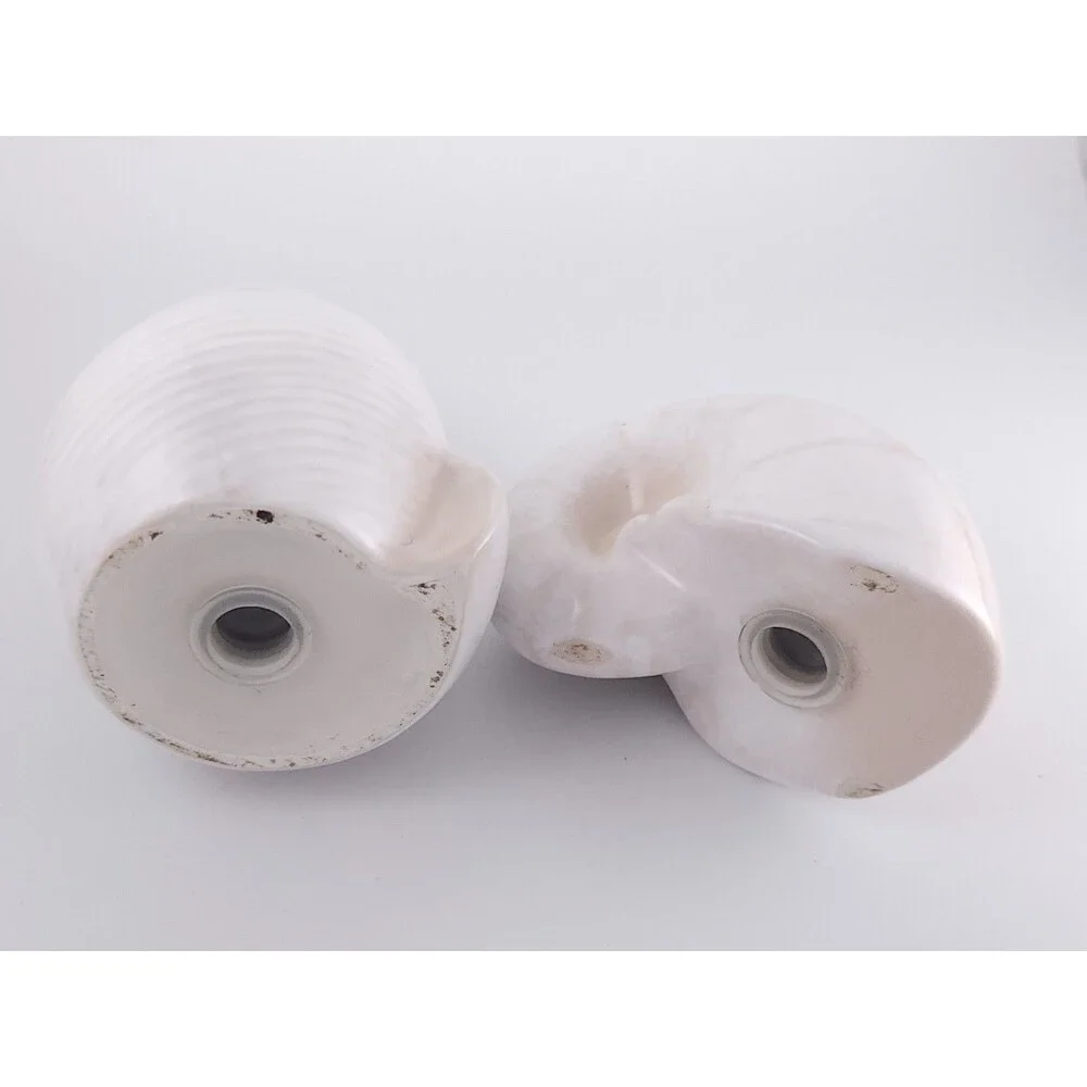 Vintage White Ceramic Seashell Salt and Pepper Shakers Set Coastal Beach Decor